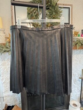 J. Crew Black Faux-Leather Pleated Skirt